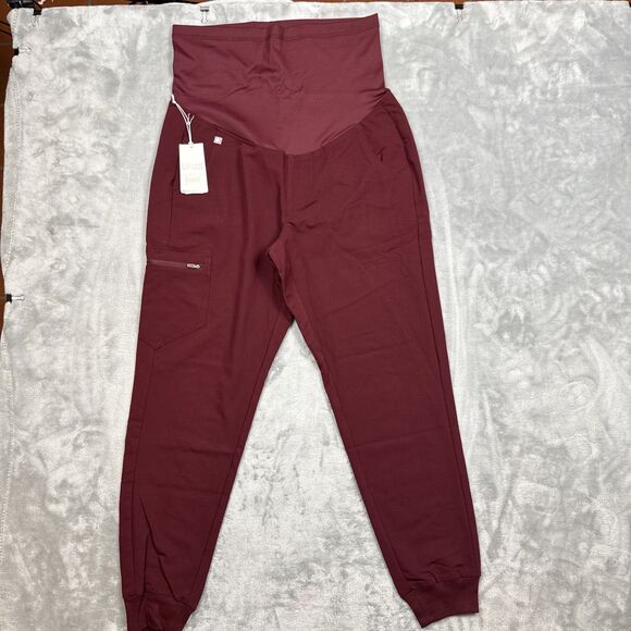 Figs Medium Burgundy Zamora Maternity Jogger Scrub Pant NWT - Picture 1 of 9